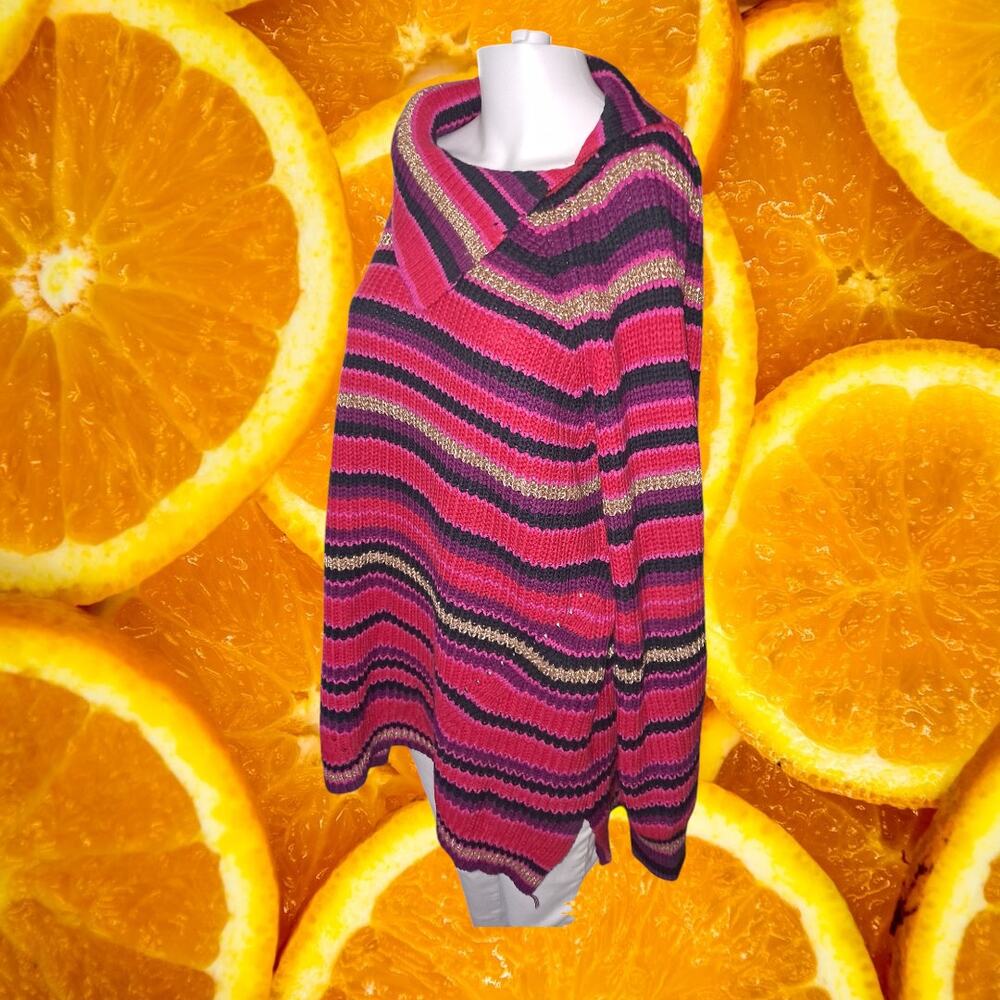 NWT Ruby Rd Woman Red‎ Black Purple Long Sweater Size 2XL